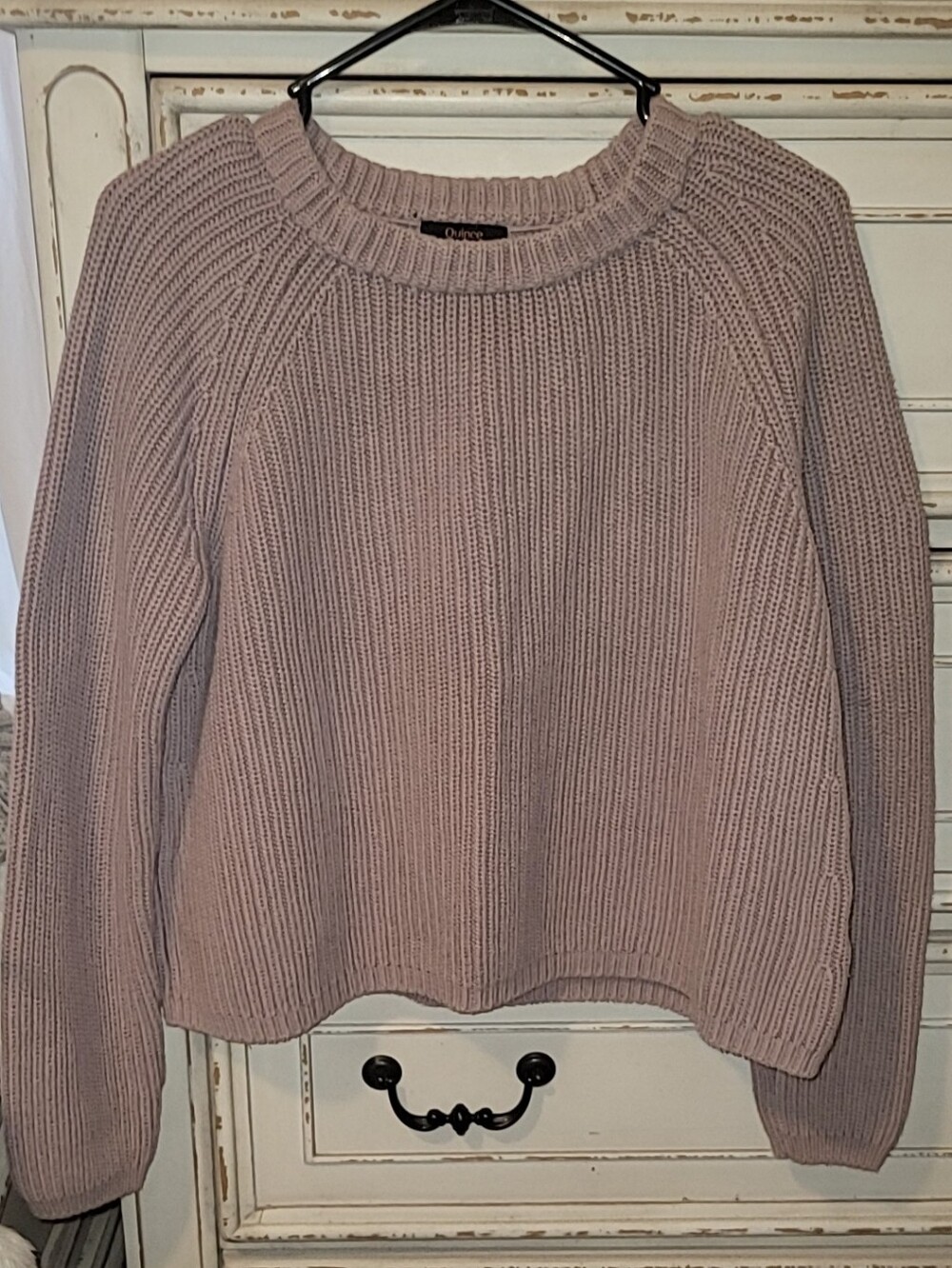 Quince Cotton Fisherman Crewneck Sweater Vintage Rose Size M